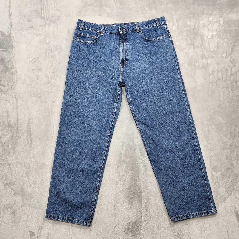 Kirkland Signature Jeans Mens 40x30 Blue Med Wash Straight Leg Denim Workwear